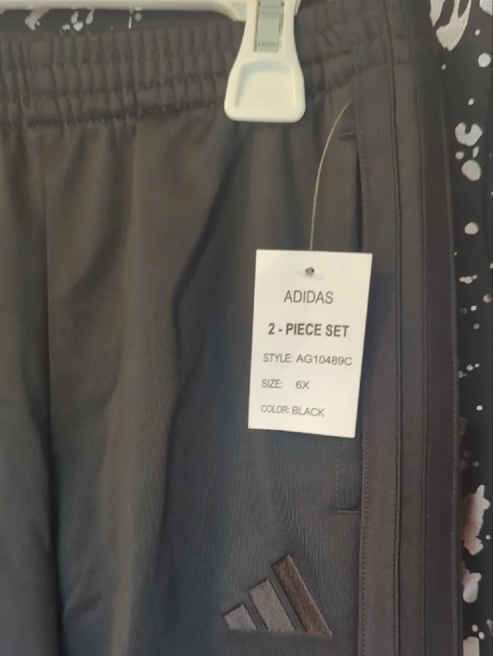 adidas Girls Black Metallic Floral Track Jacket and Pants Set